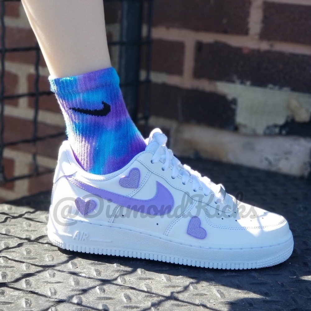 Custom Nike Air Force 1 Custom Hearts Lilac